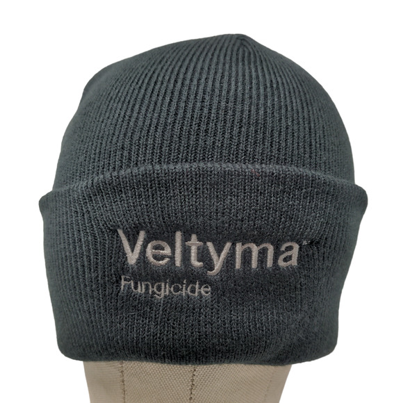 Port & Company Men's Knit Beanie Hat Black Embroidered Veltyma Fungicide Logo - Picture 1 of 12